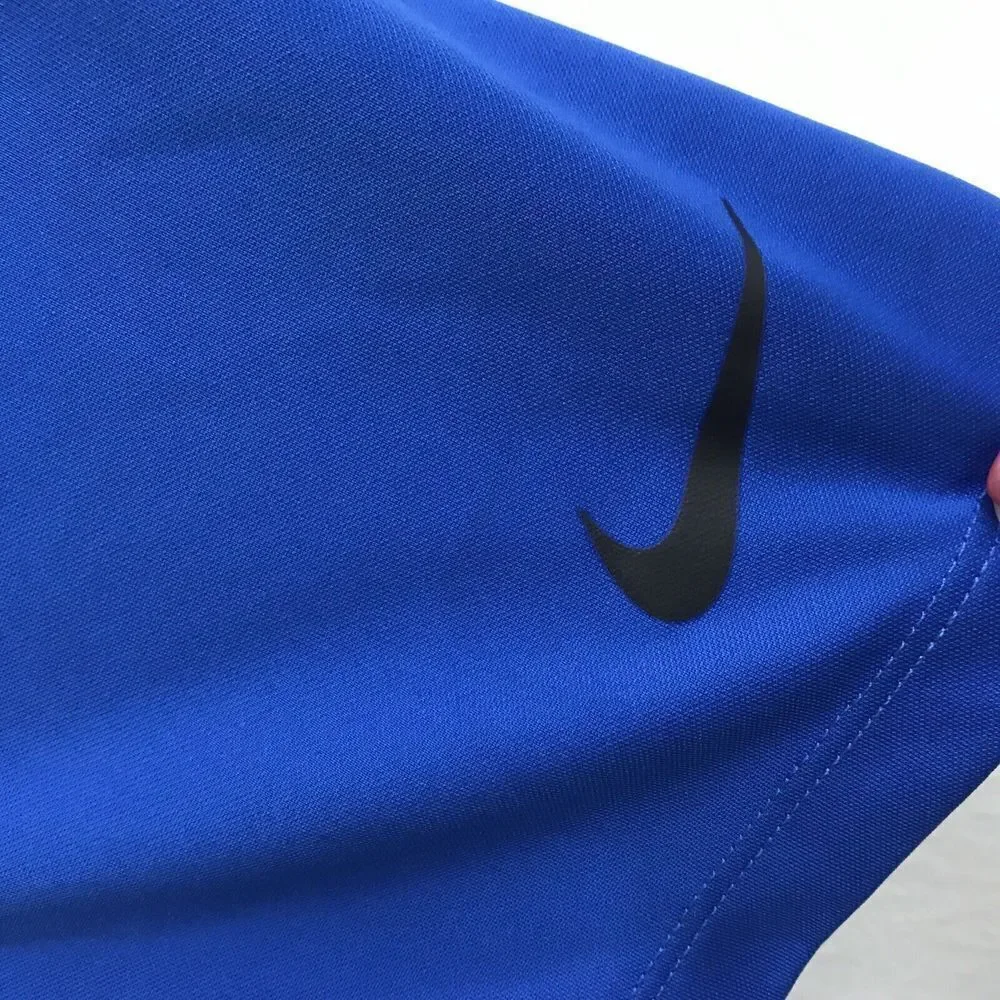 NIKE GOLF POLO SHIRT XL BLUE Logo DRI-FIT PERFORMANCE Button Collar Stretch
